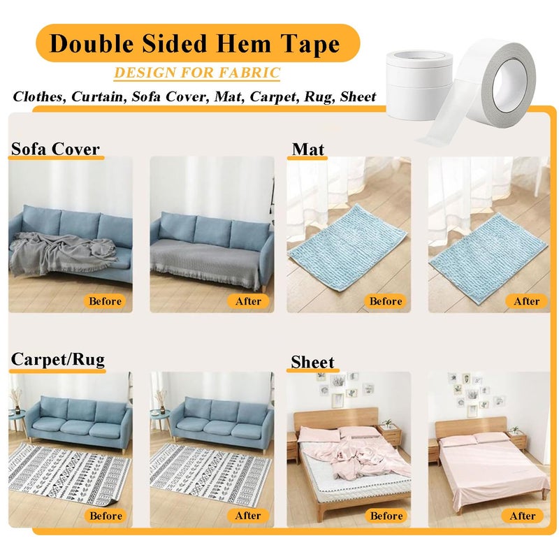 Hoacm Hem Tape for Pants, 1In X 40FT Double Sided Fabric Tape Heavy Duty, Stitch Witchery Hemming Tape for Curtains, No Sewing Ironing Hem Tape for Curtains, Dress, Jeans, Clothing, Rug, Carpet, Arts - Image 4